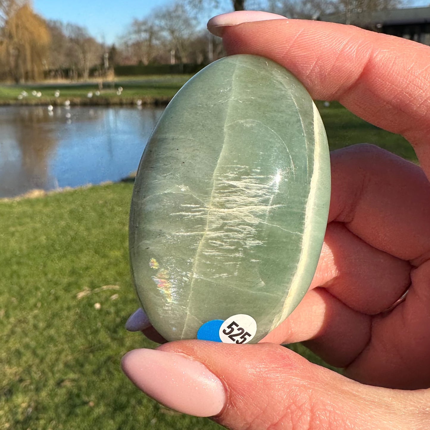 Groene maansteen handsteen #525