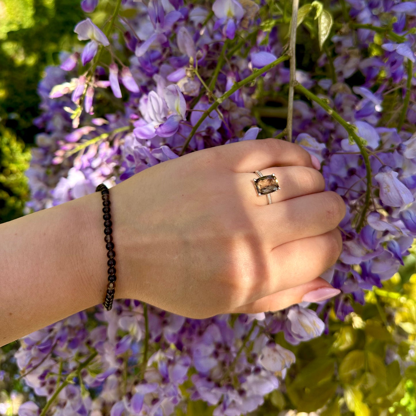 Rookkwarts ring 925 zilver