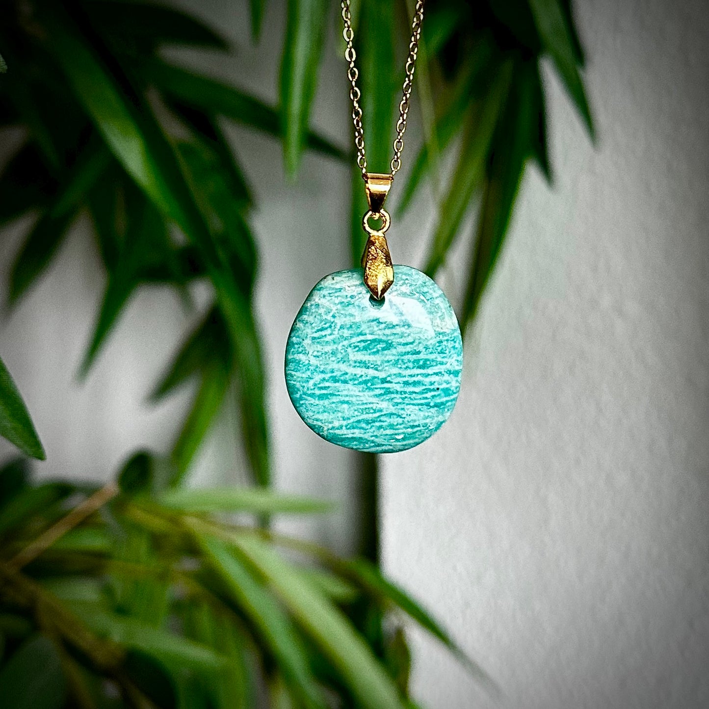 Amazoniet kettinghangers - goud