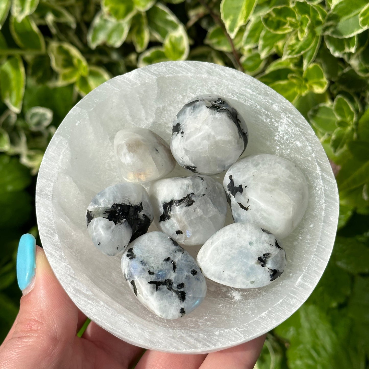 Regenboog maansteen trommelsteen S