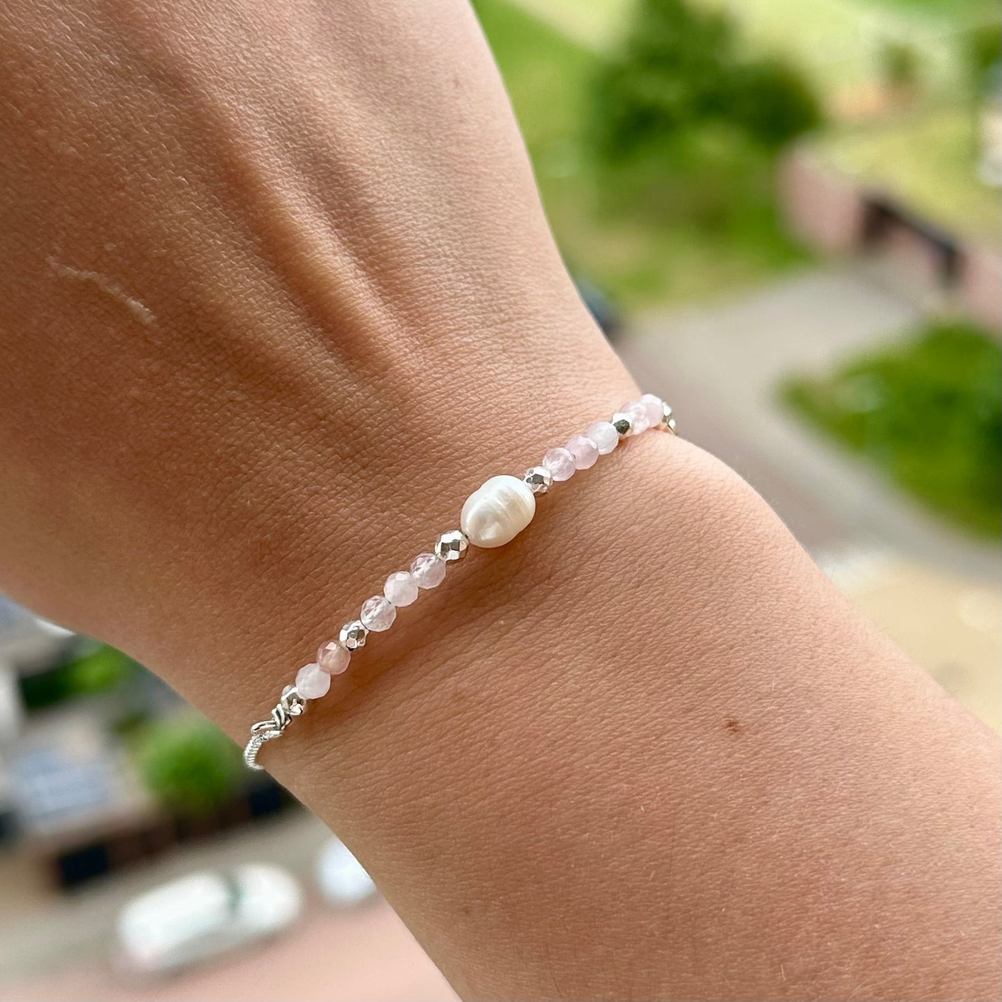 Armband brass/palladium plated met parel