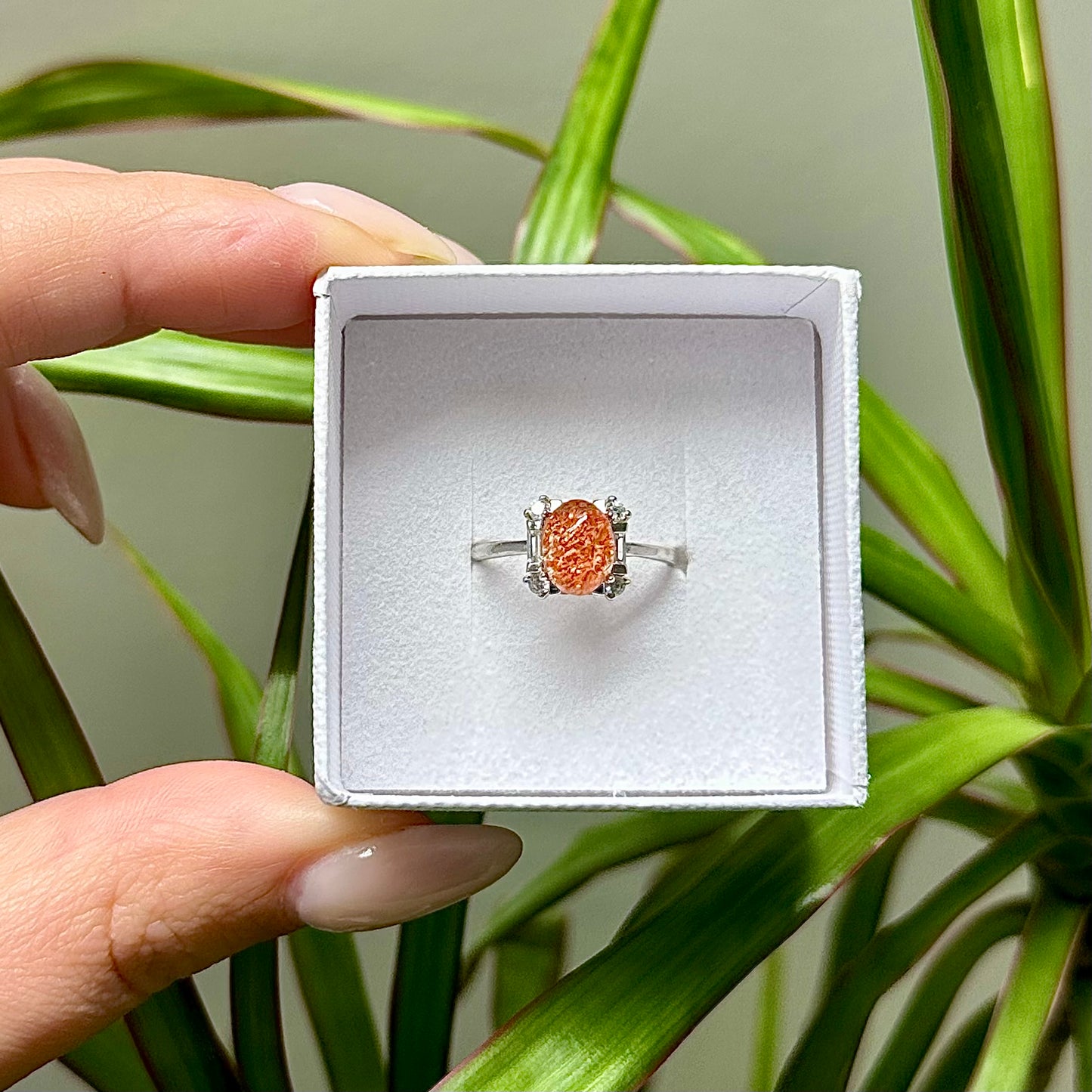 Zonnesteen ring 925 zilver