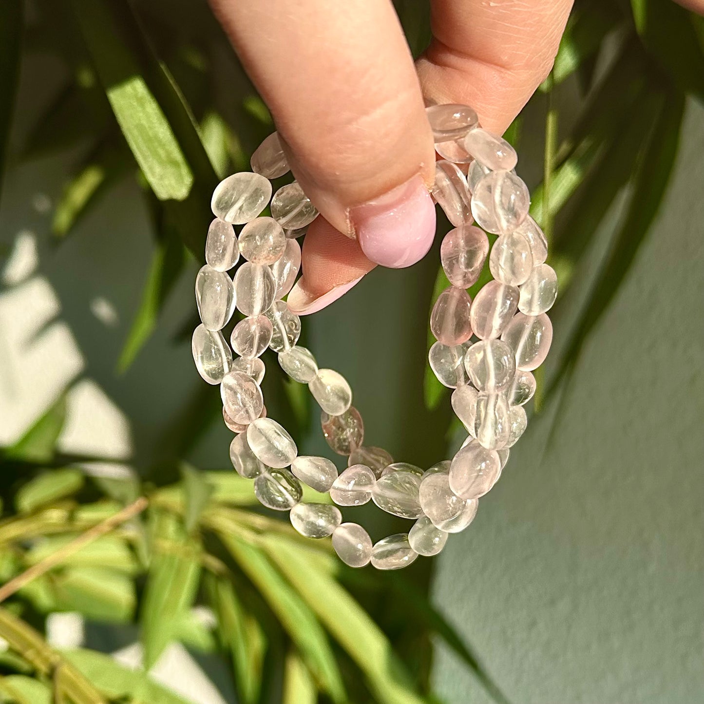 Ijs rozenkwarts getrommelde armband