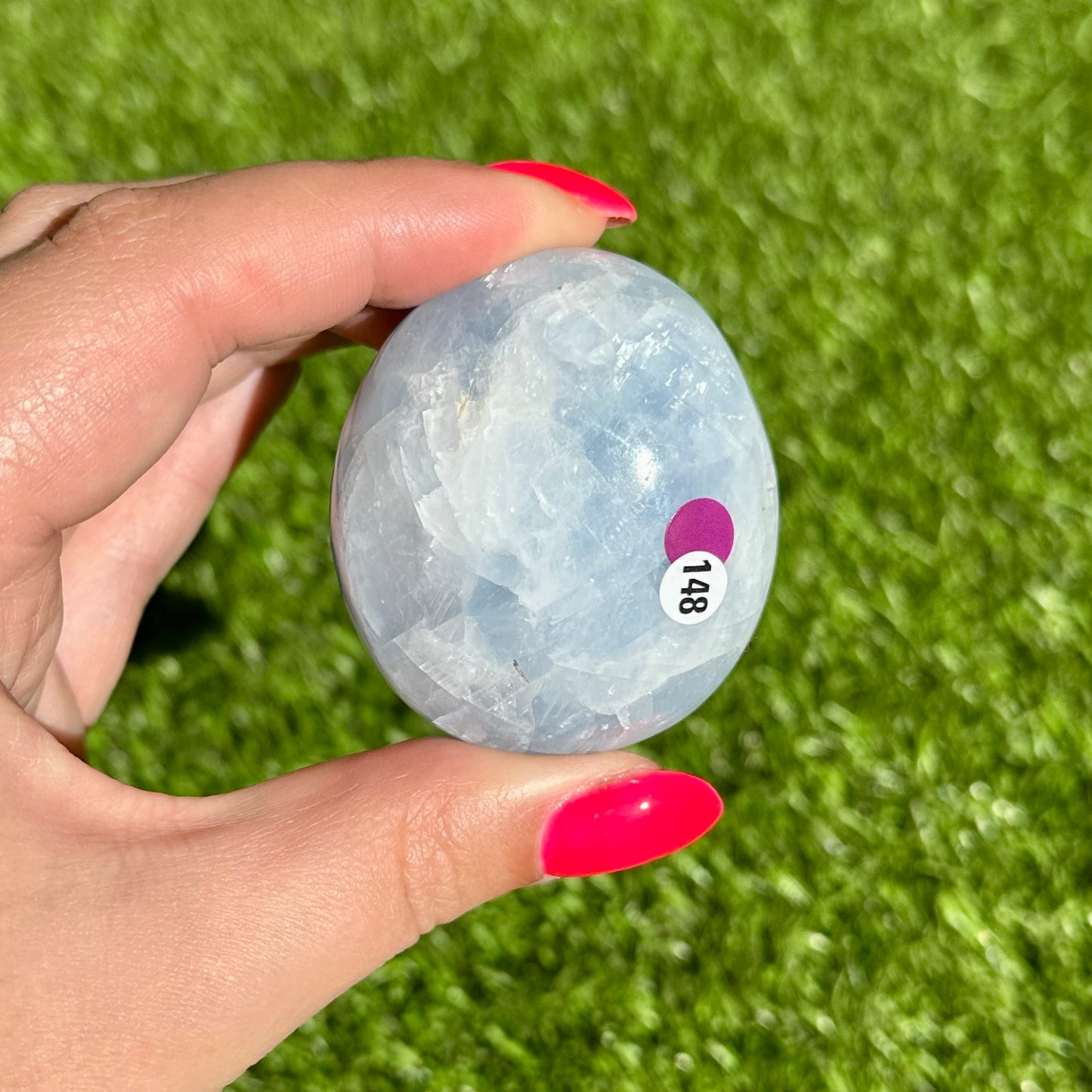 Blauwe calciet handsteen #148