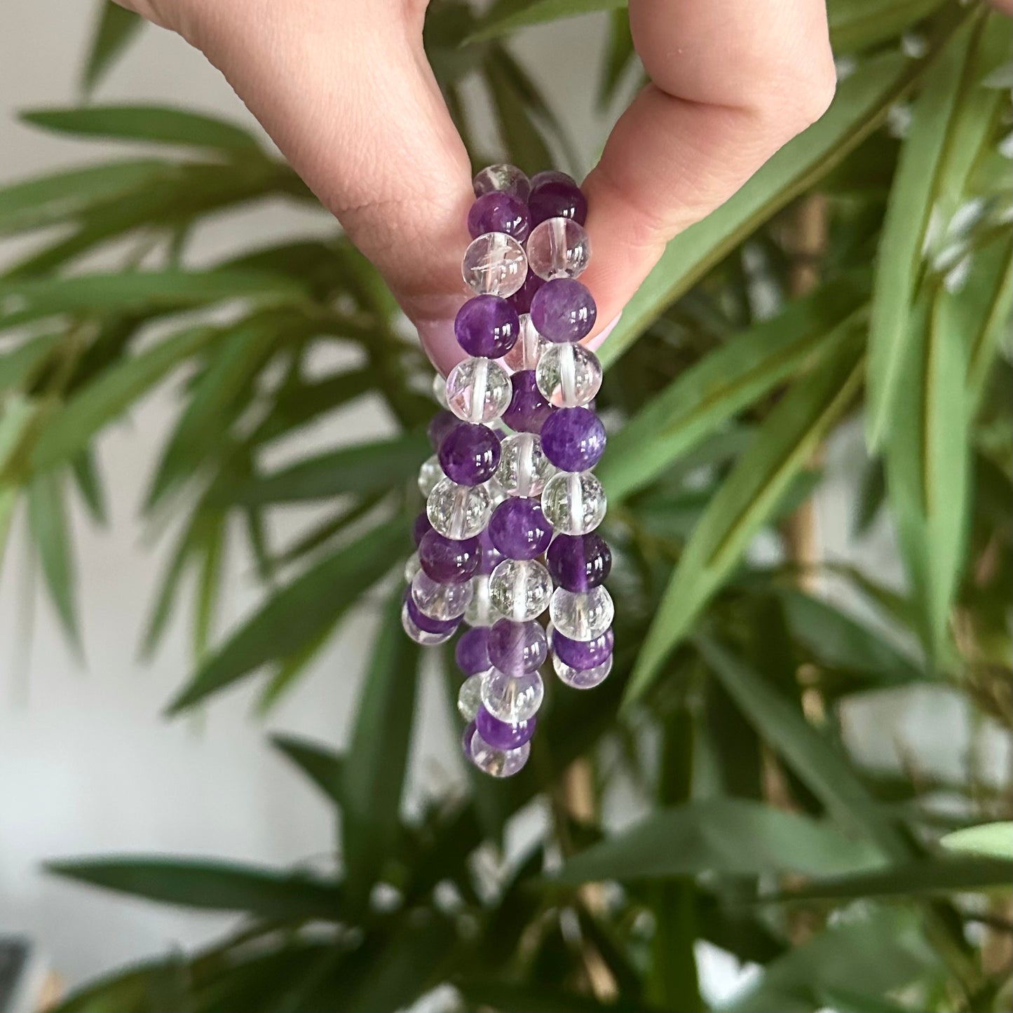 Amethist & bergkristal armband 8mm