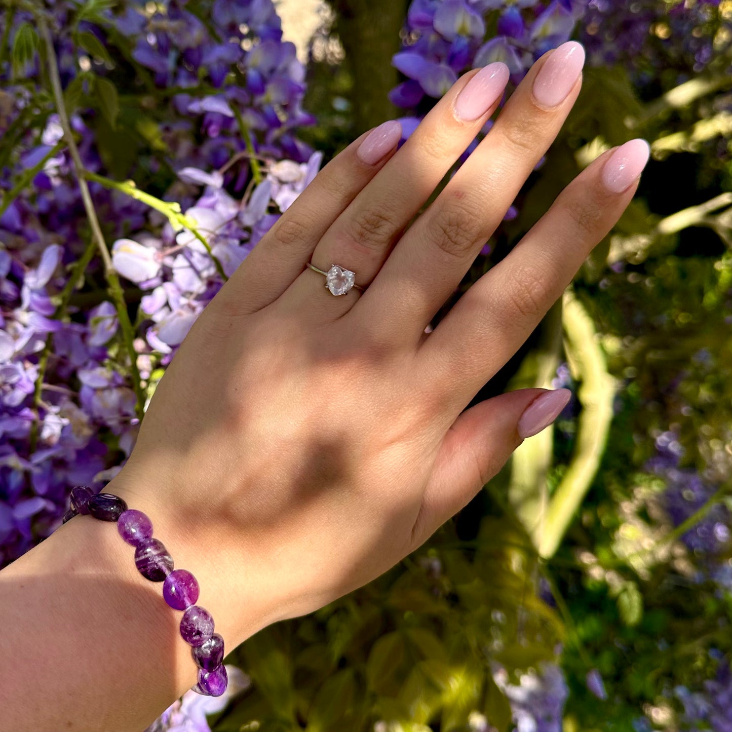 Rozenkwarts ring 925 zilver