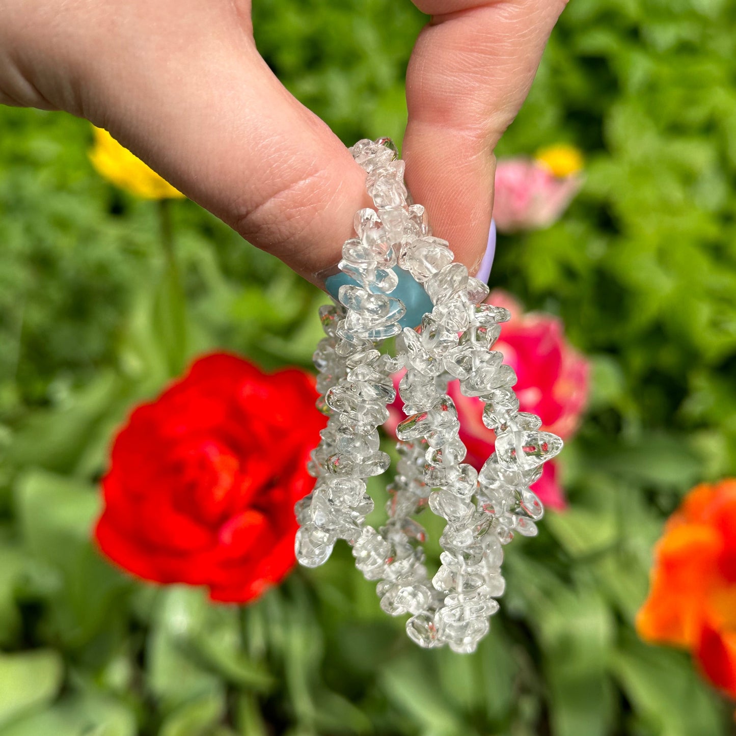 Bergkristal chip armband