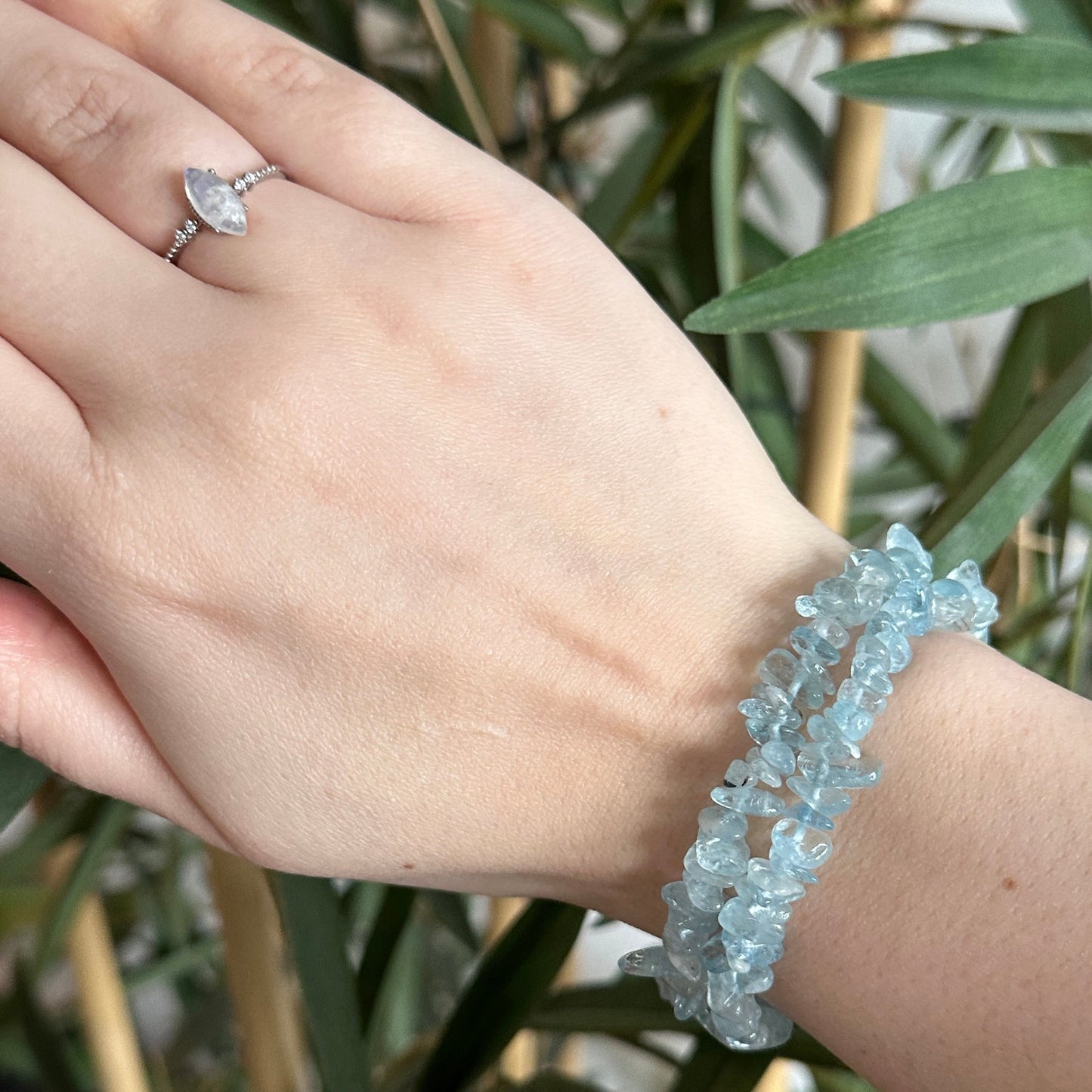 Aquamarijn chip armband