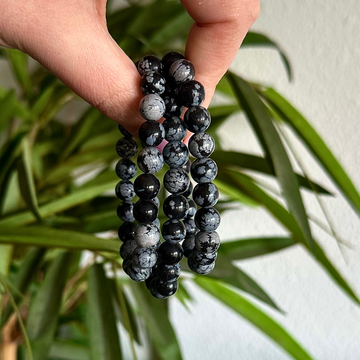 Sneeuwvlok obsidiaan armband 8mm