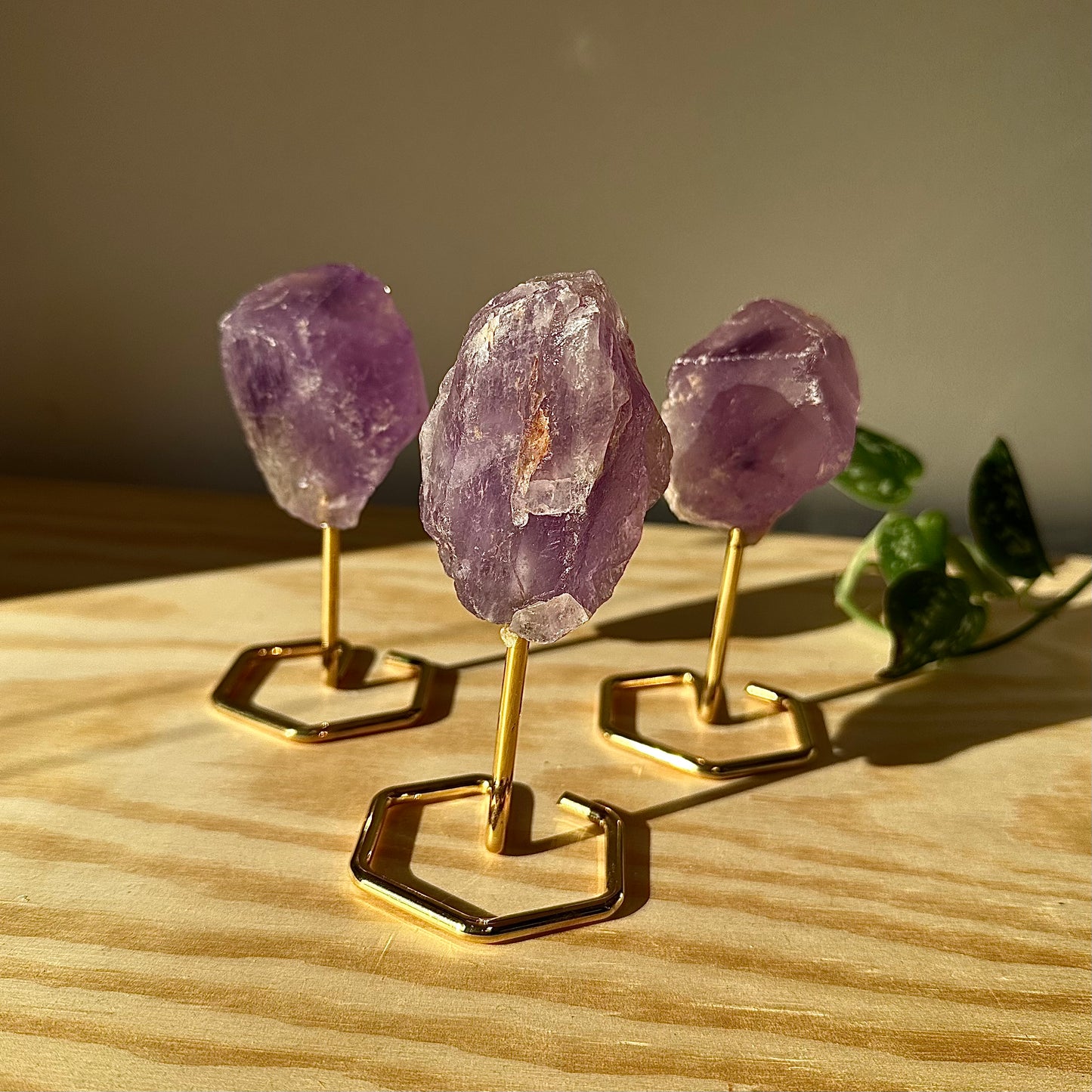 Diverse mineralen op gouden pin