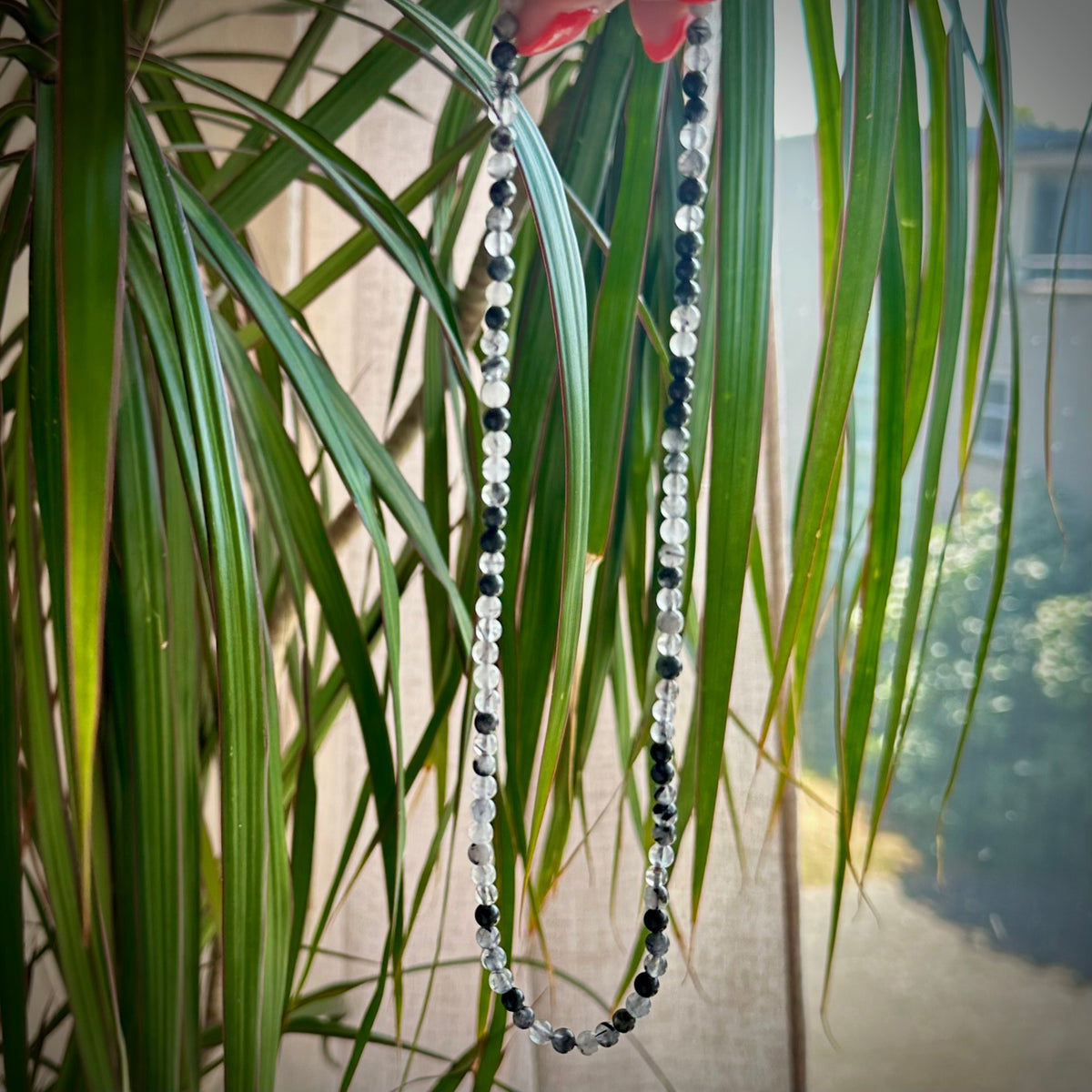 Toermalijn in kwarts ketting 45 cm