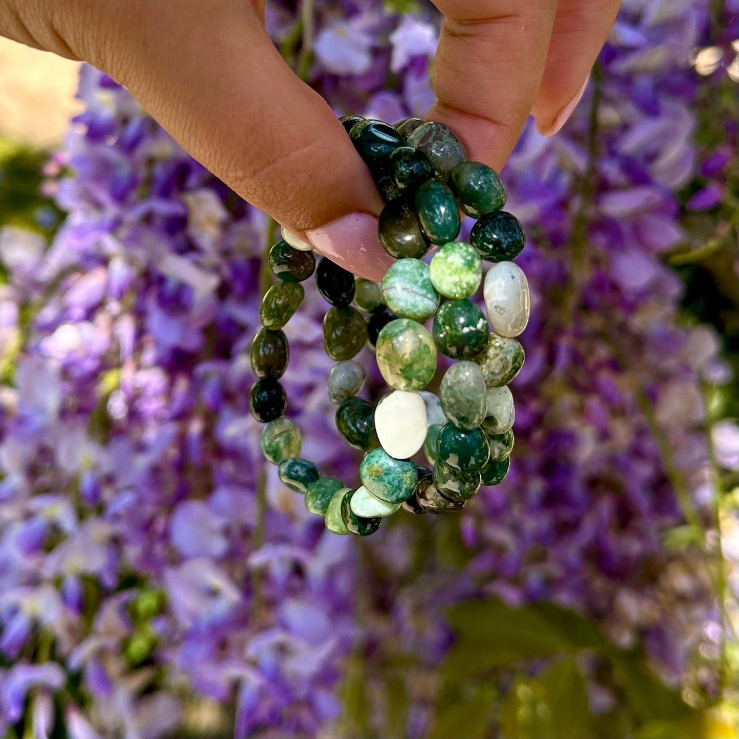 Mosagaat getrommelde armband