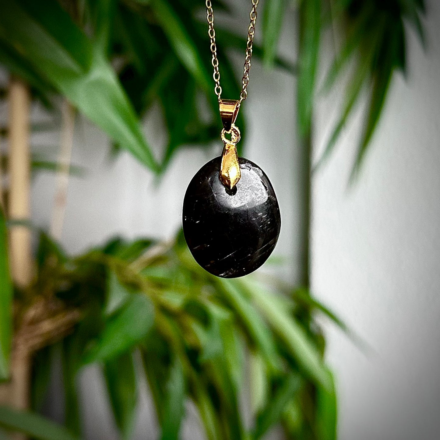 Zwarte maansteen kettinghangers - goud