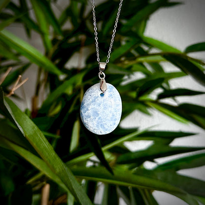 Blauwe calciet kettinghangers - zilver