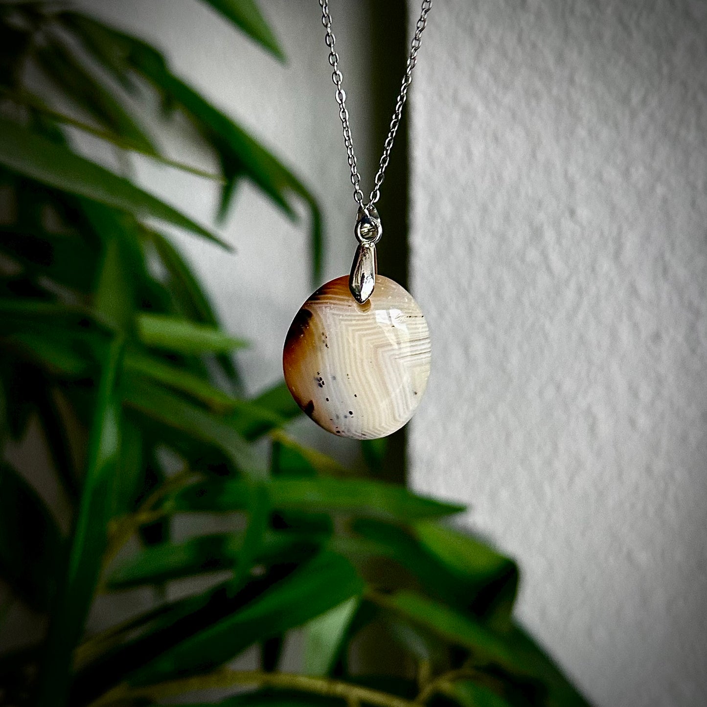 Dendriet agaat kettinghangers - zilver