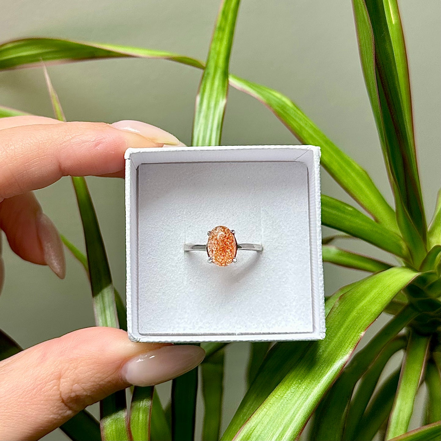 Zonnesteen ring 925 zilver