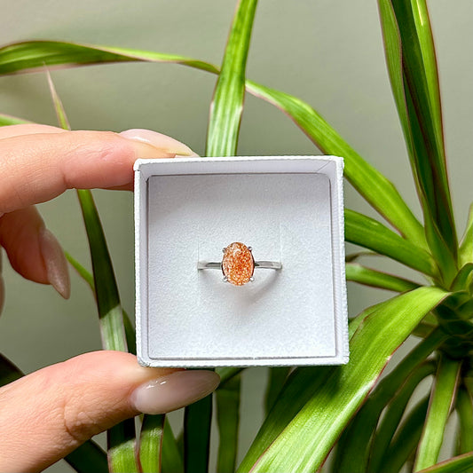 Zonnesteen ring 925 zilver