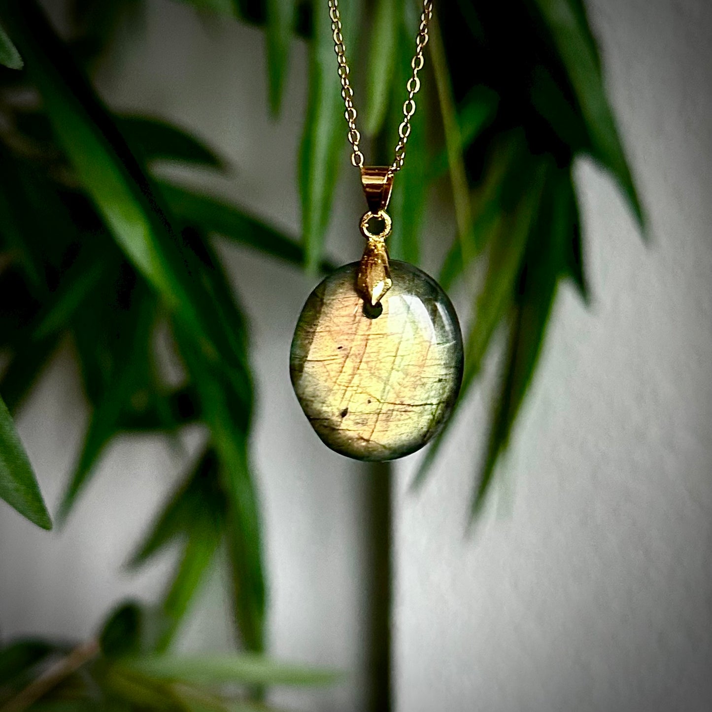 Labradoriet kettinghangers - goud