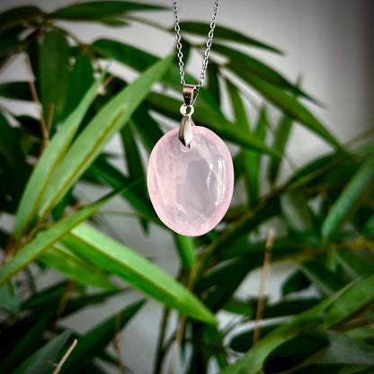 Rozenkwarts kettinghangers - zilver