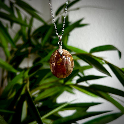 Versteend hout kettinghangers - zilver