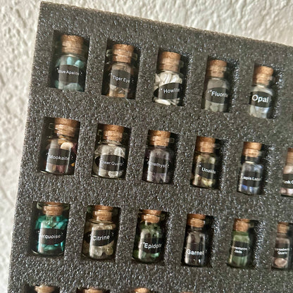 Cadeaudoos met 24 flesjes gevuld met splitsteentjes