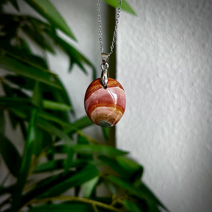 Polychroom jaspis kettinghangers - zilver