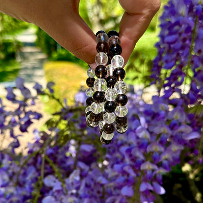 Rookkwarts & bergkristal mix armband