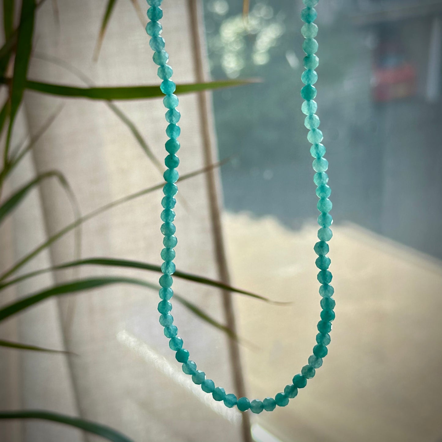 Amazoniet facet geslepen ketting 45 cm