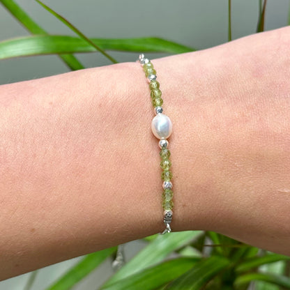 Armband brass/palladium plated met parel