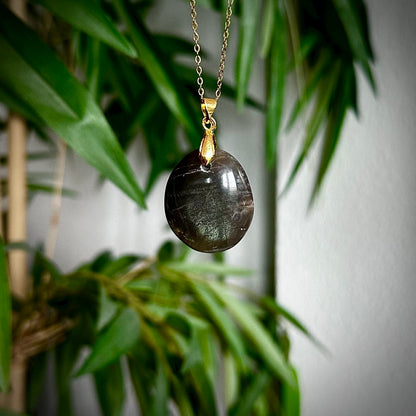 Zwarte maansteen kettinghangers - goud