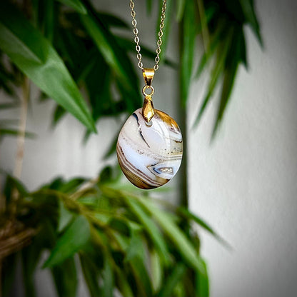 Dendriet agaat kettinghangers - goud