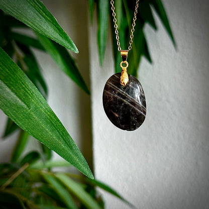 Zwarte maansteen kettinghangers - goud