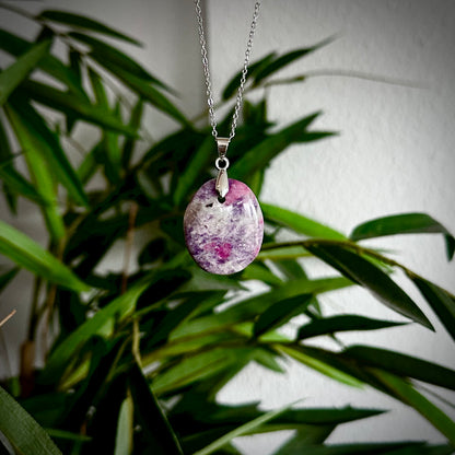 Lepidoliet kettinghangers - zilver