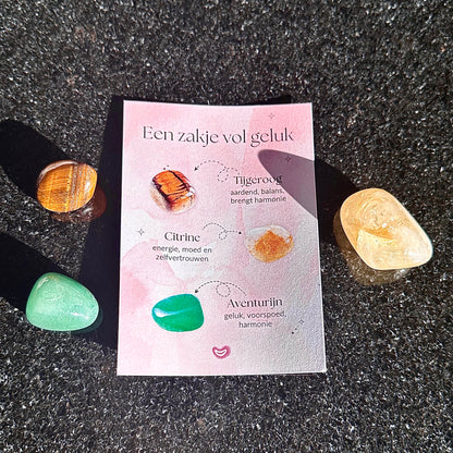 Diverse cadeausetjes met trommelstenen