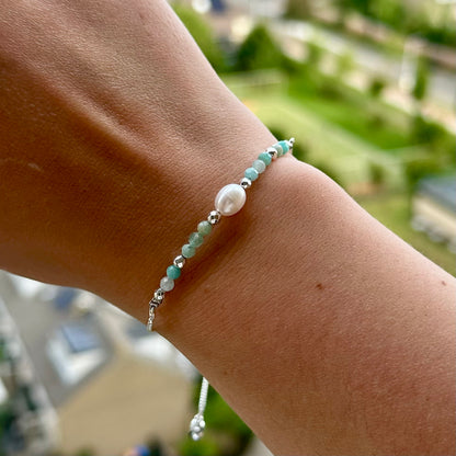 Armband brass/palladium plated met parel