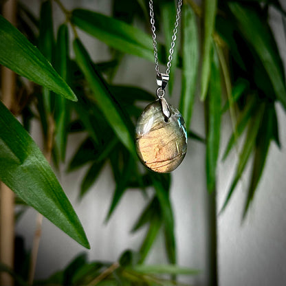 Labradoriet kettinghangers - zilver