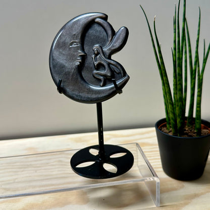 Zilver obsidiaan elf op maan