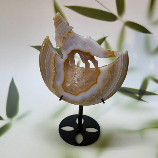 Agaat wolf op maan kneus