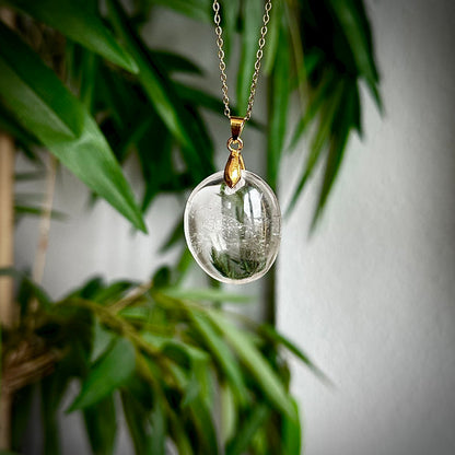 Bergkristal kettinghangers - goud