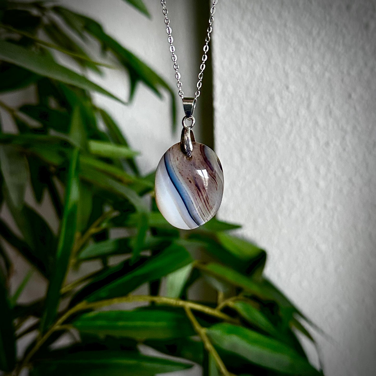 Dendriet agaat kettinghangers - zilver