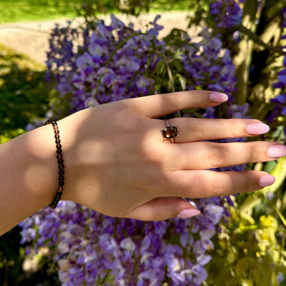 Rookkwarts ring 925 zilver