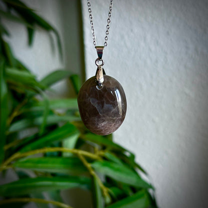 Zwarte maansteen kettinghangers - zilver