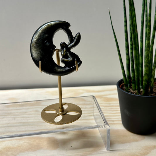 Goud obsidiaan elfje op maan