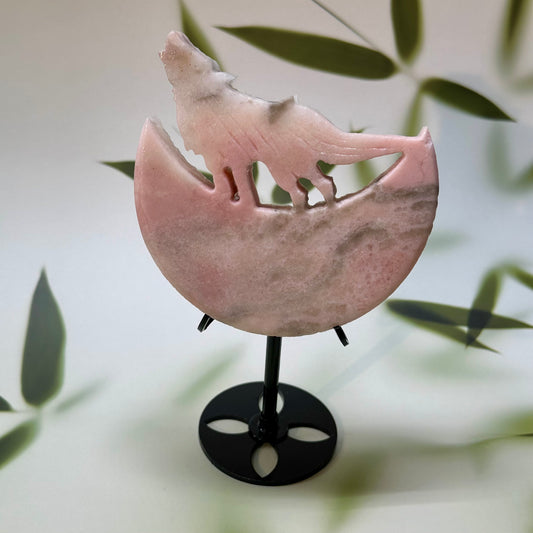 Roze Andes opaal wolf op maan kneus