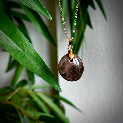 Zwarte maansteen kettinghangers - goud