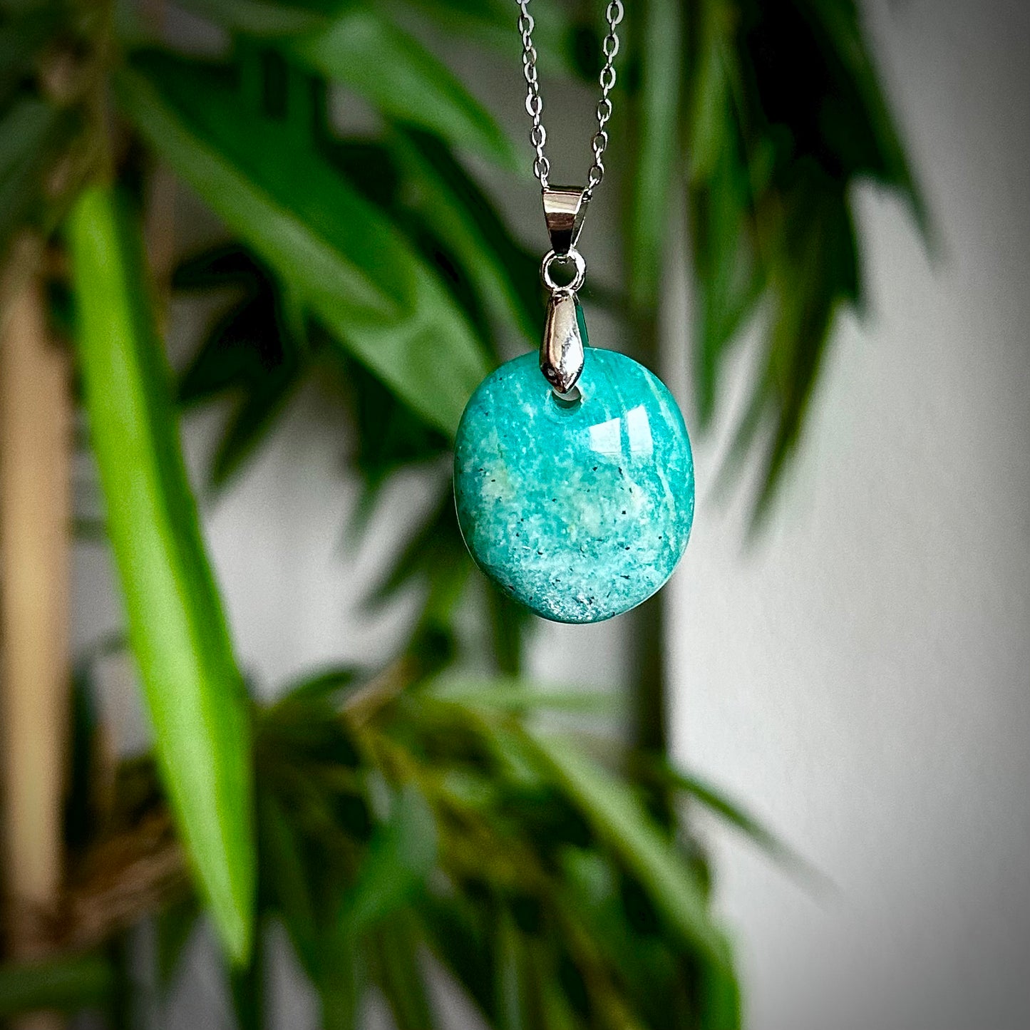 Amazoniet kettinghangers - zilver