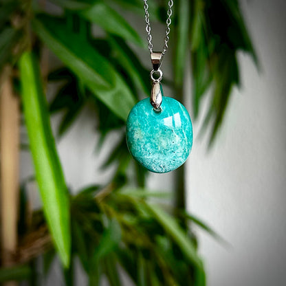 Amazoniet kettinghangers - zilver