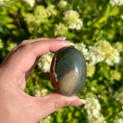 Polychroom jaspis handsteen #176