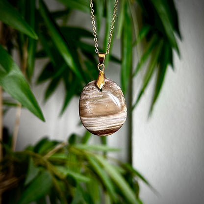 Versteend hout kettinghangers - goud