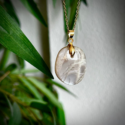 Lichte maansteen kettinghangers - goud